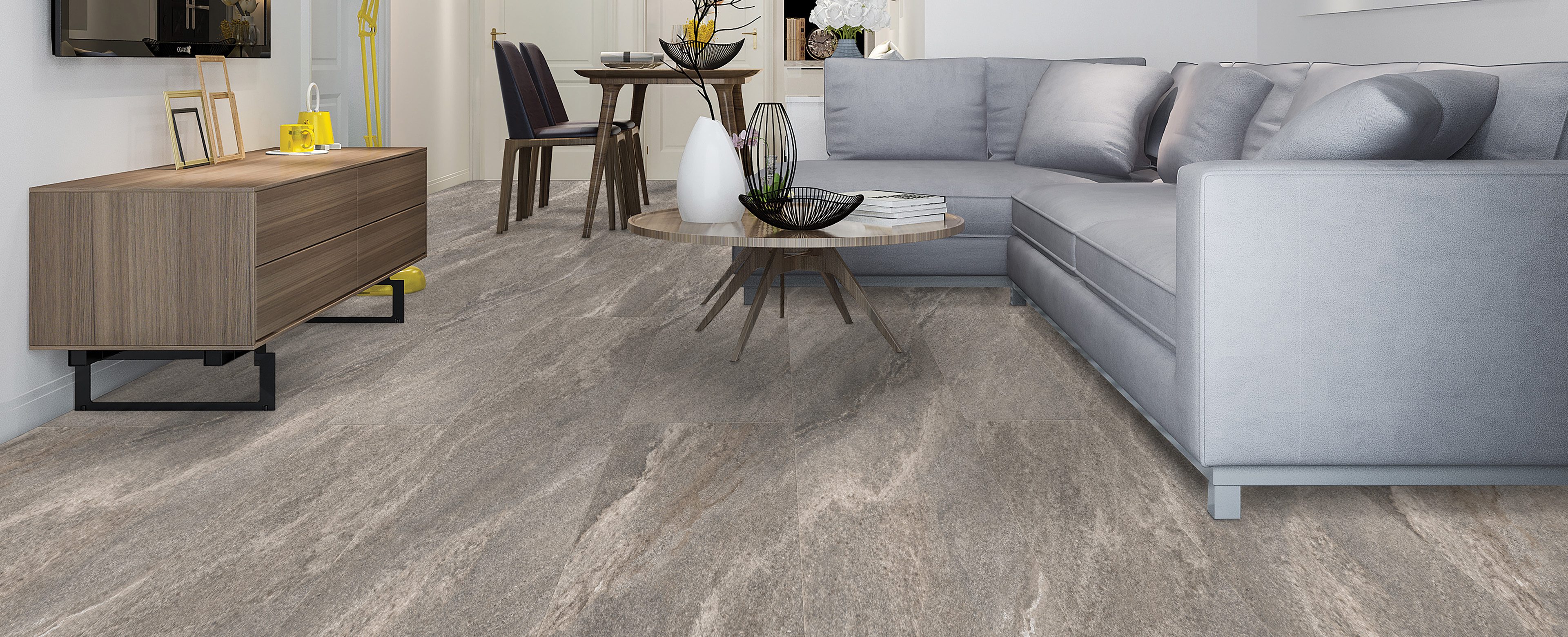 Luxury Vinyl - SmartDrop Tile - Silver Travertine - Fuzion Flooring